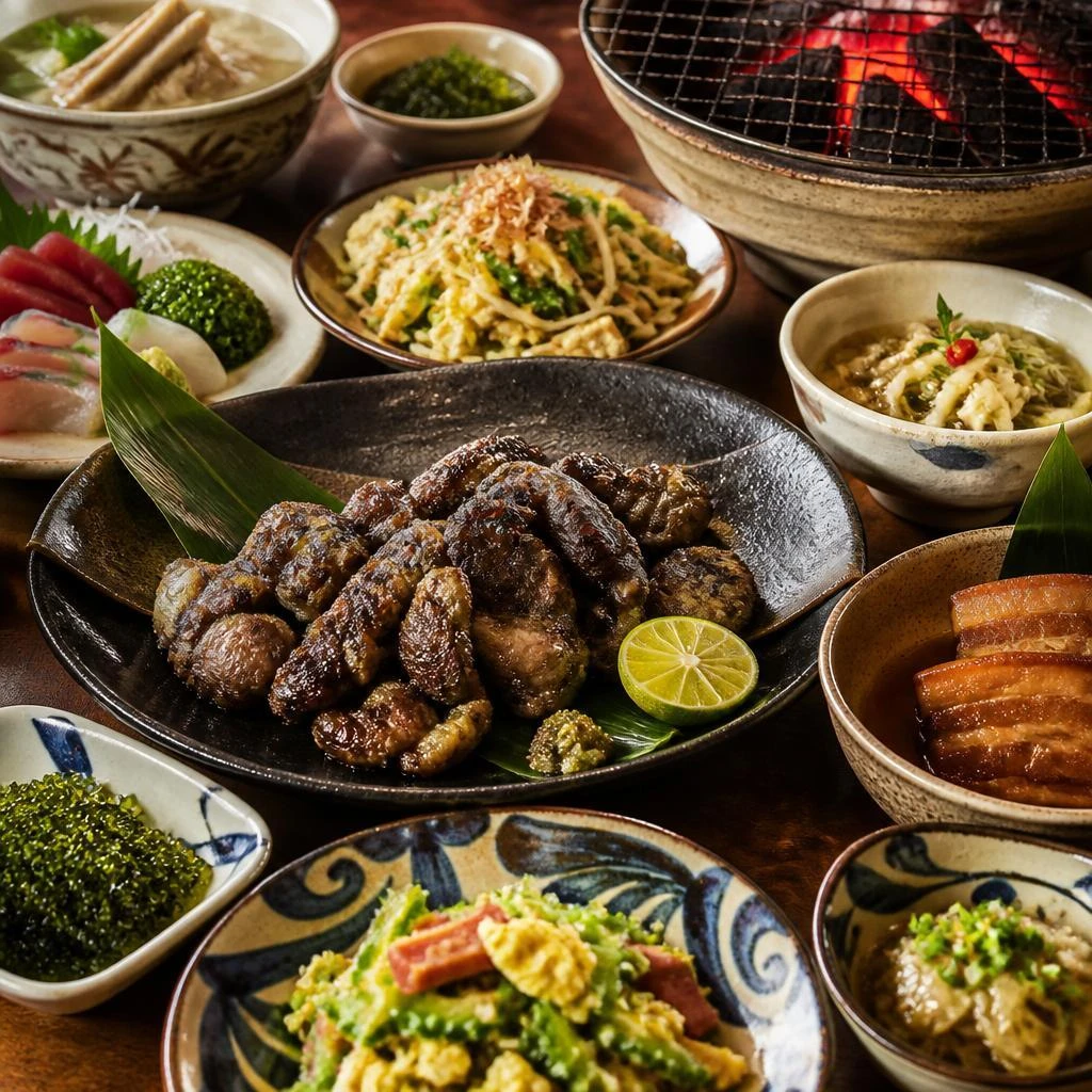 名護の美味しい炭火焼きと沖縄料理を心ゆくまで